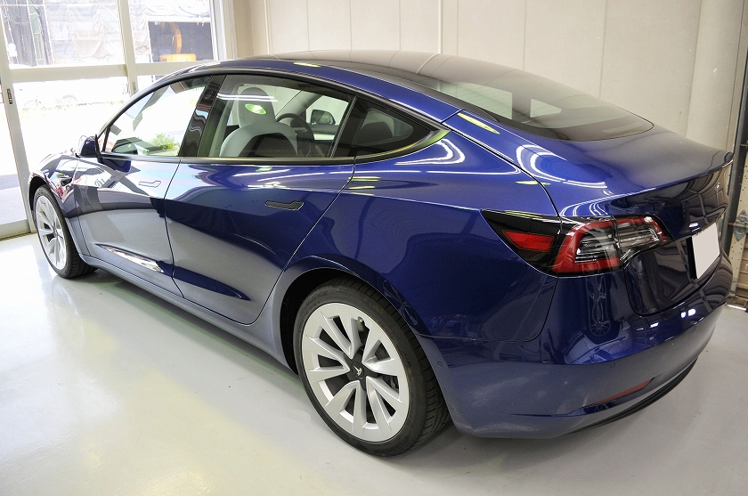 テスラモデル3 カーフィルム施工前 左後方